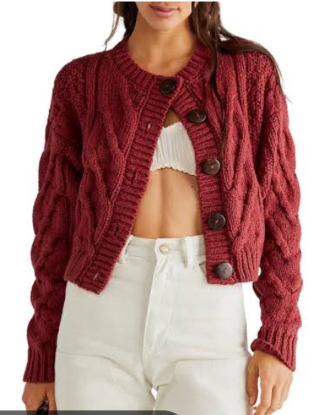 Free People Bonfire Cable Knit Cardigan